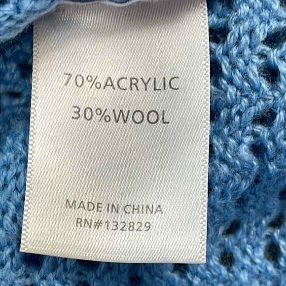 Tularosa Cyrus Dress in Blue Open Crochet Knit Beachy Boardwalk Cover Up L - Picture 12 of 13